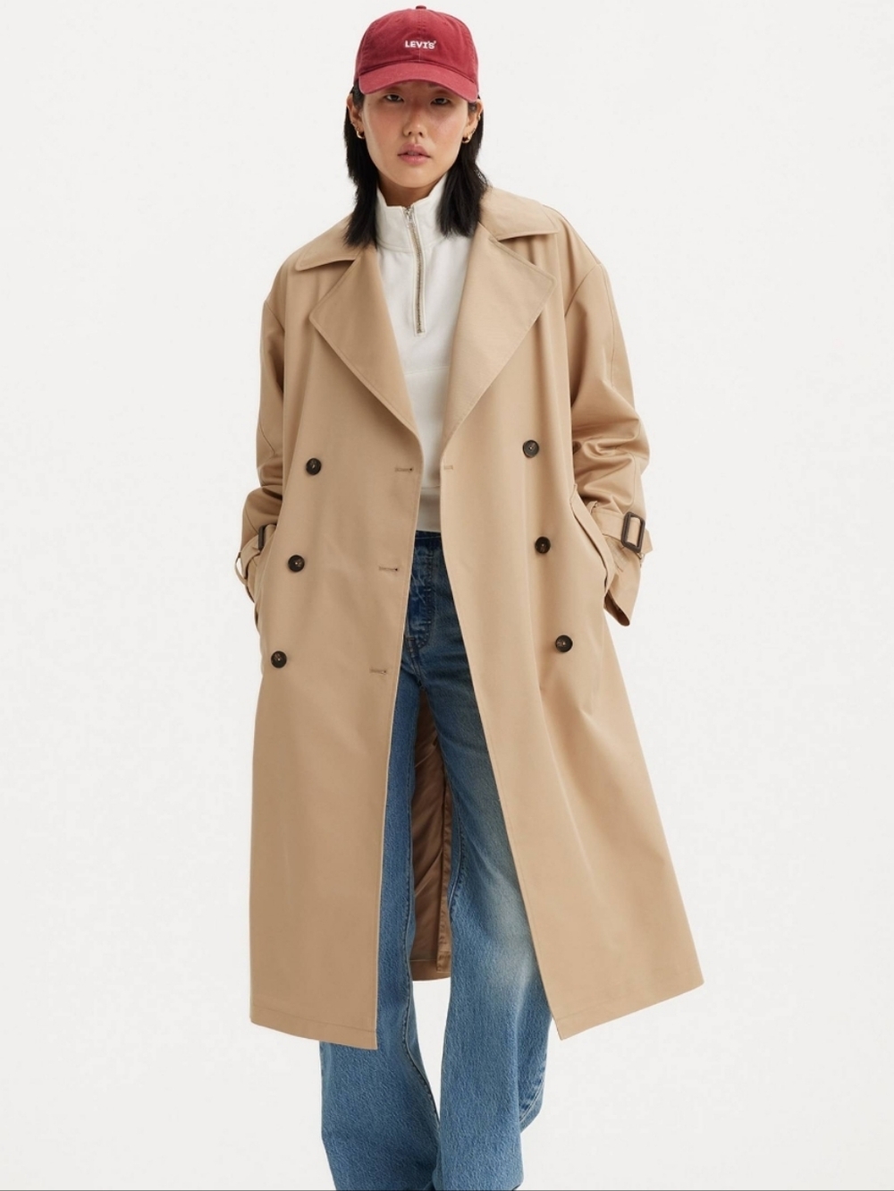 Classic Double-Breasted Tan Trench Coat